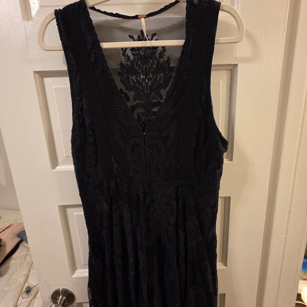 Free People Black Lace Mini Dress